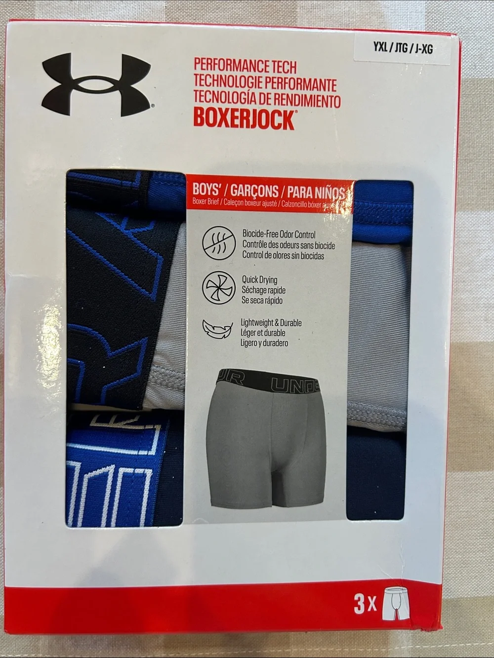 Under Armour Boys Boxerjock 3-Pack - Blue, Gray, Black